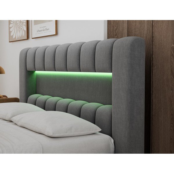 Sivá čalúnená dvojlôžková posteľ s úložným priestorom s roštom 160x200 cm Lamica – ELTAP-image-4