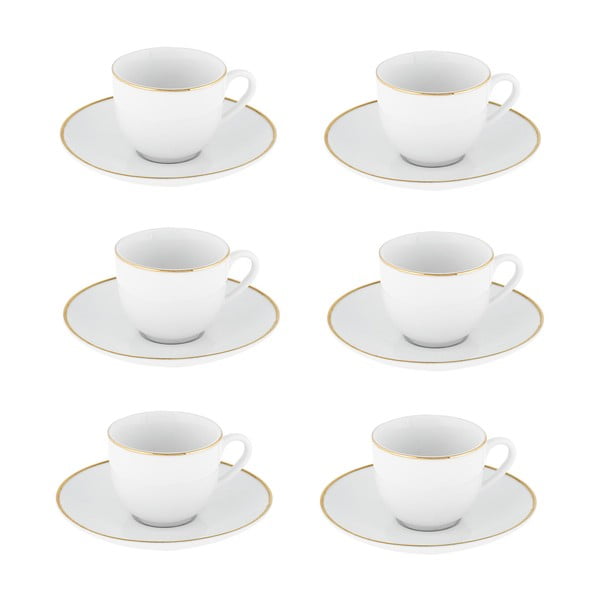 Biele porcelánové šálky v súprave 6 ks 100 ml Gold Chic – Villa Altachiara