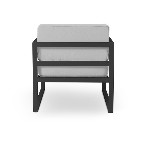 Sivé vonkajšie kreslo v čiernom ráme Calme Jardin Nicea-image-3