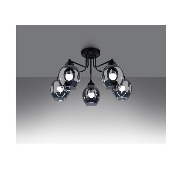 Čierne stropné svietidlo so skleneným tienidlom 59x59 cm Garten – Sollux-image-1