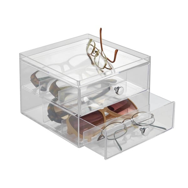 Transparentný úložný box s 2 zásuvkami iDesign Drawers, výška 12,5 cm