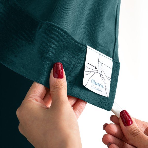 Zamatový dimout záves v petrolejovej farbe 265x225 cm Velto – Filumi-image-4