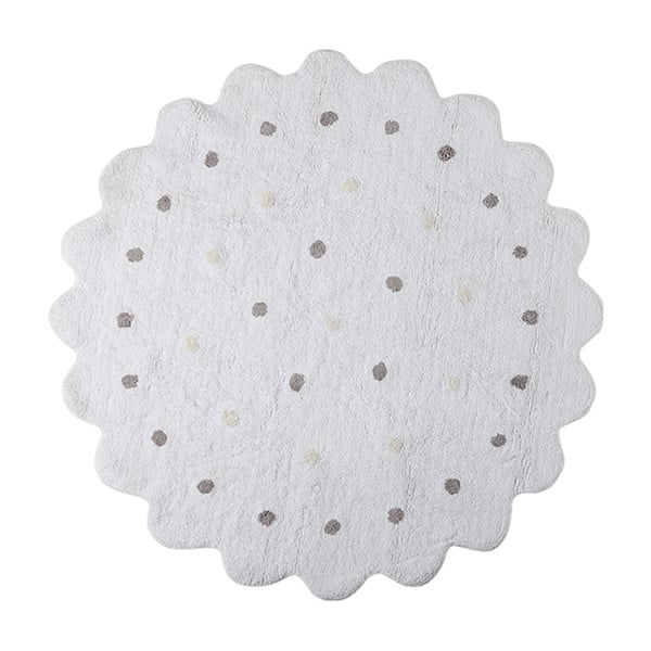 Biely bavlnený ručne vyrobený koberec Lorena Canals Biscuit, priemer 140 cm