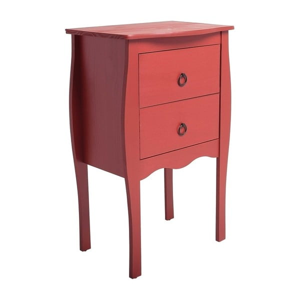 Červený odkladací stolík s 2 zásuvkami z borovicového dreva SOB Oculus