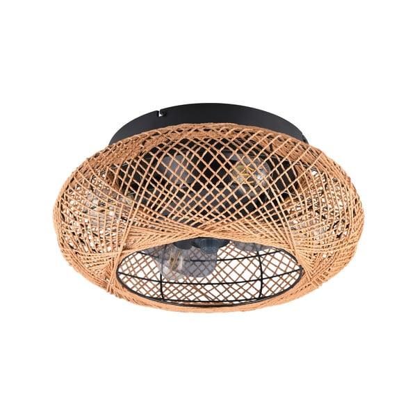 Hnedé stropné svietidlo na diaľkové ovládanie/s ventilátorom Lillesand – Trio