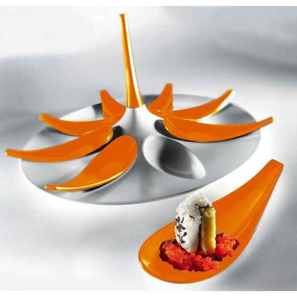 Bielo-oranžový servírovací set na jednohubky Entity