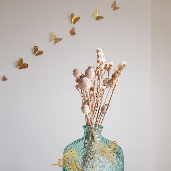 Sada 36 samolepiacich nástenných motýľov v zlatej farbe Ambiance Butterflies Gold-image-4