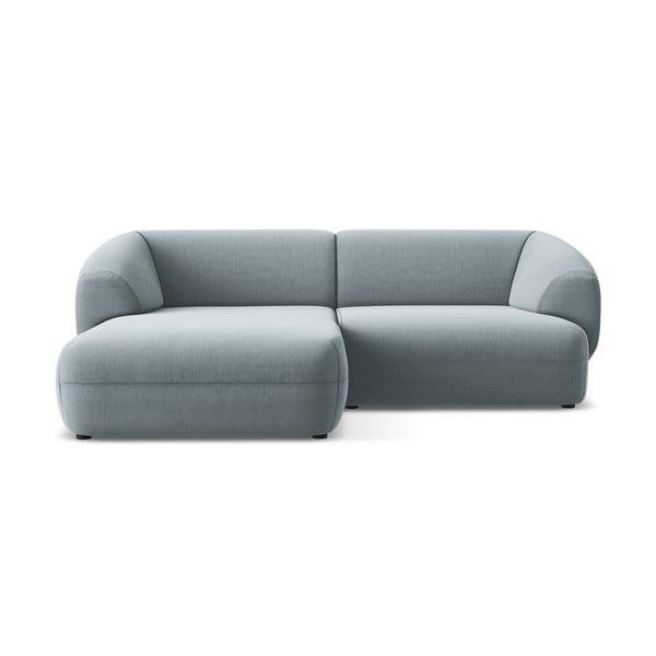 Svetlomodrá zamatová rohová pohovka (ľavý roh) Moana – Makamii