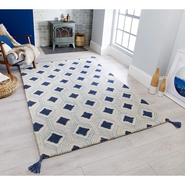Béžovo-modrý vlnený koberec Flair Rugs Marco, 120 x 170 cm-image-4