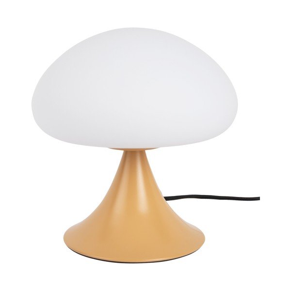 Okrovožltá kovová stolová lampa so skleneným tienidlom (výška  21 cm) Hongo – Leitmotiv