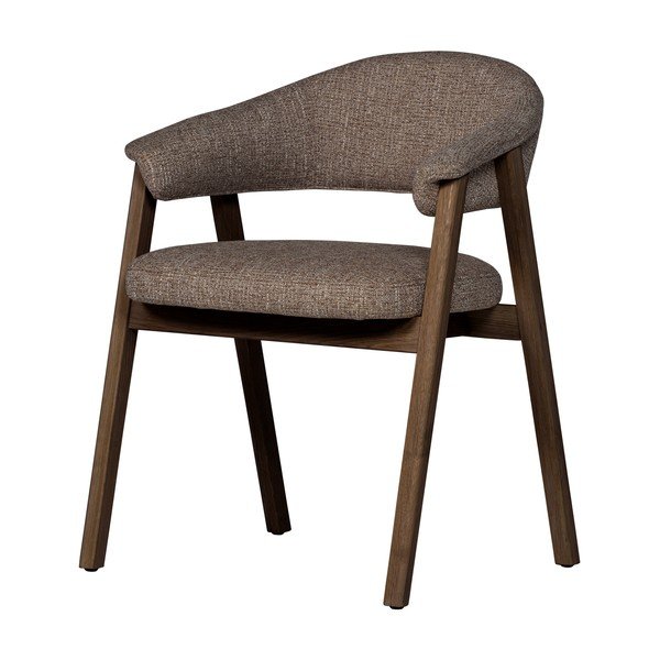 Hnedá čalúnená jedálenská stolička s podrúčkami Tunar – WOOOD