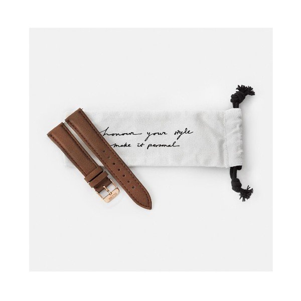 Hnedý kožený remienok s detailmi vo farbe ružového zlata k hodinkám Cluse La Bohème-image-1