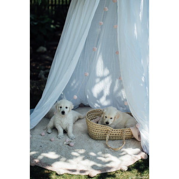 Krémový prateľný ručne tkaný bavlnený detský koberec ø120 cm Bubbly Vintage Nude – Lorena Canals-image-1