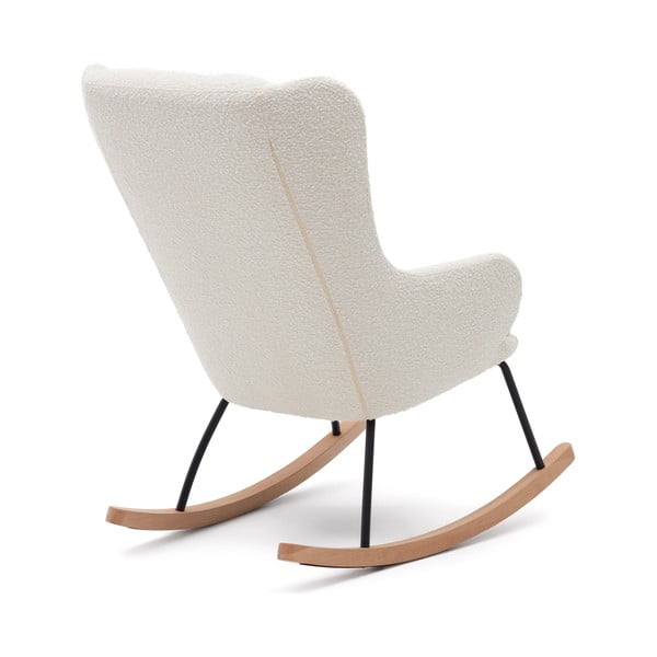 Biele hojdacie kreslo z textílie bouclé Maustin – Kave Home-image-2