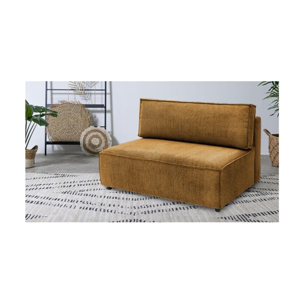 Menčestrový modul pohovky (stredový diel) v horčicovej farbe Nihad modular – Bobochic Paris-image-1