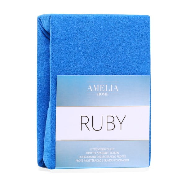 Modrá elastická plachta s vysokým podielom bavlny AmeliaHome Ruby, 200 x 100-120 cm-image-1