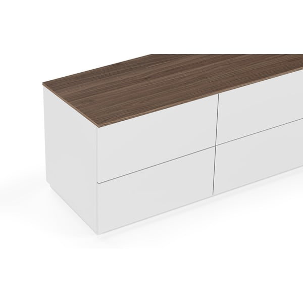 Biela komoda so zásuvkami a doskou v orechovom dekore, 120 x 54 cm Join - TemaHome-image-1