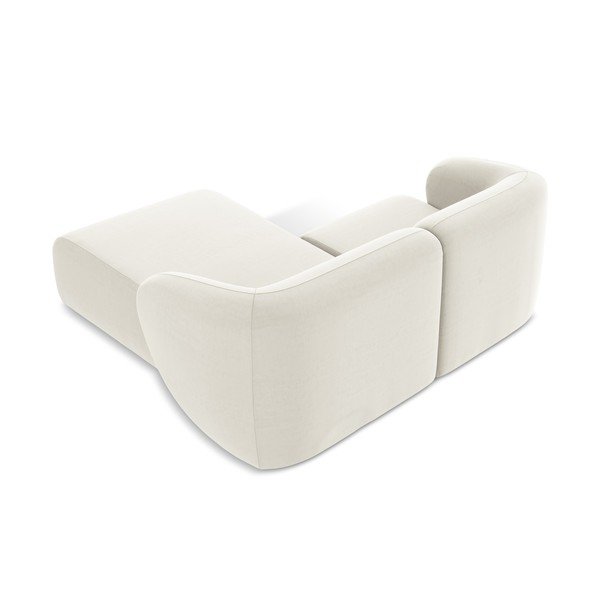 Béžová zamatová rohová pohovka (pravý roh/s leňoškou) Lani – Makamii-image-3