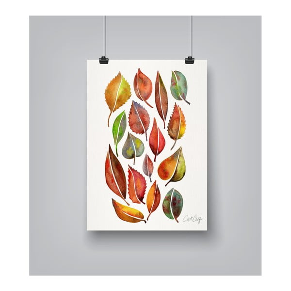 Plagát Americanflat Fall Leaves Watercolour, 30 x 42 cm
