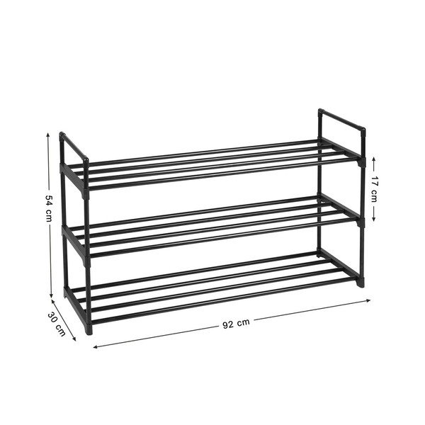 Čierny kovový regál na 12 párov topánok Songmics, šírka 92 cm-image-2