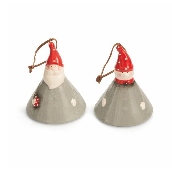 Sada 2 vianočných závesných dekorácií Villa d'Este XMAS Appendini Campanella Grigi