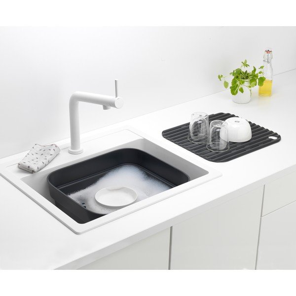 Tmavosivá plastová misa na riad s odkvapkávačom SinkSide – Brabantia-image-4