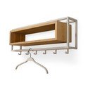 Nástenný vešiak z dubového dreva v prírodnej farbe/taupe s poličkou 78 cm School – Spinder Design