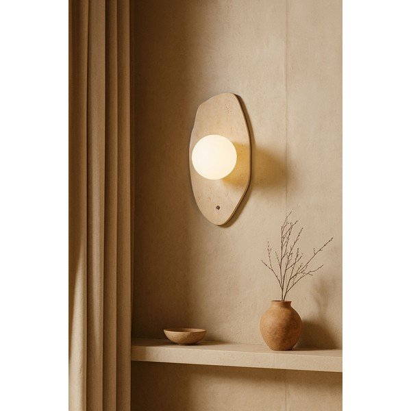 Béžové kamenné nástenné svietidlo ø 10 cm Hilde – Opviq lights-image-1