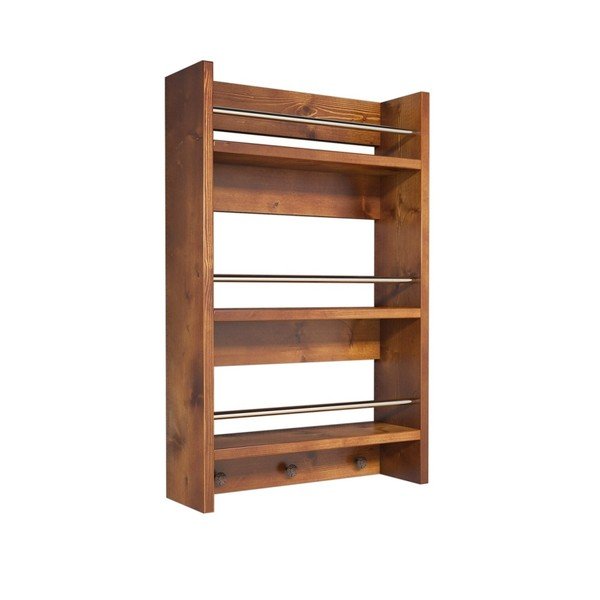 Nástenná drevená kuchynská polica Selo Walnut