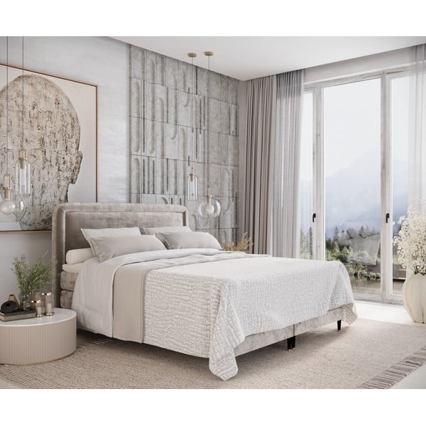 Svetlohnedá boxspring posteľ 160x200 cm Dove – Maison de Rêve-image-1