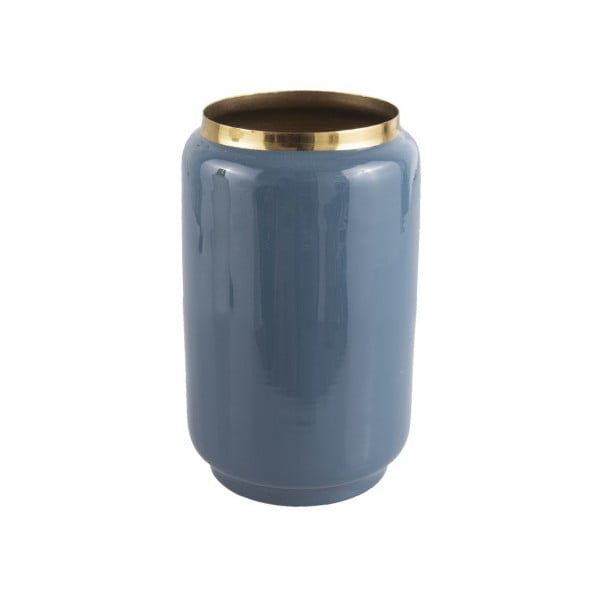 Modrá váza s detailom v zlatej farbe PT LIVING Flare, výška 22 cm