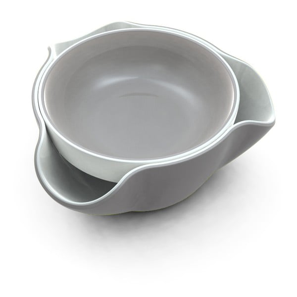 Dvojitá miska Double Dish, biela/sivá