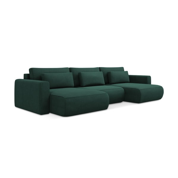 Zelená rozkladacia/s úložným priestorom rohová pohovka (do tvaru "U") Kapua – Makamii-image-1