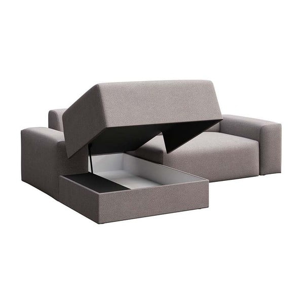 Sivá zamatová rozkladacia/s úložným priestorom rohová pohovka (ľavý roh/s leňoškou) Villet – Rodier-image-3