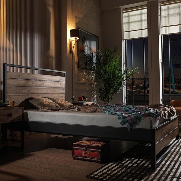 Dvojlôžková posteľ s roštom v čierno-prírodnej farbe 140x200 cm Ariane – Kalune Design-image-2