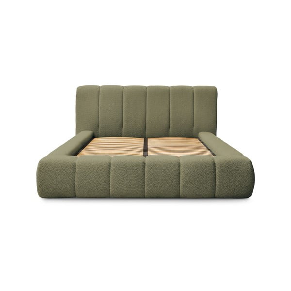 Zelená čalúnená dvojlôžková posteľ s úložným priestorom s roštom 180x200 cm Denali – Bobochic Paris-image-3