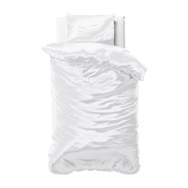 Biele obliečky zo saténového mikroperkálu na jednolôžko Sleeptime, 140 × 220 cm