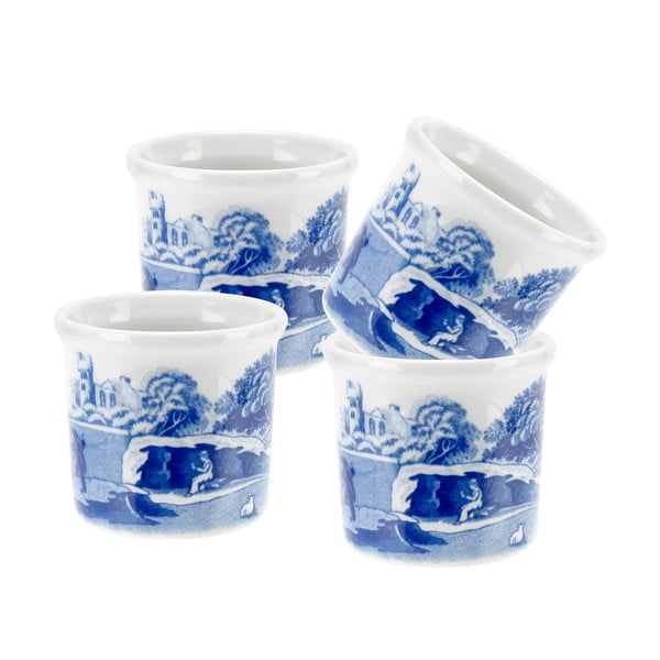 Sada 4 bielo-modrých porcelánových stojanov na vajce Spode Blue Italian, ø 4,5 cm