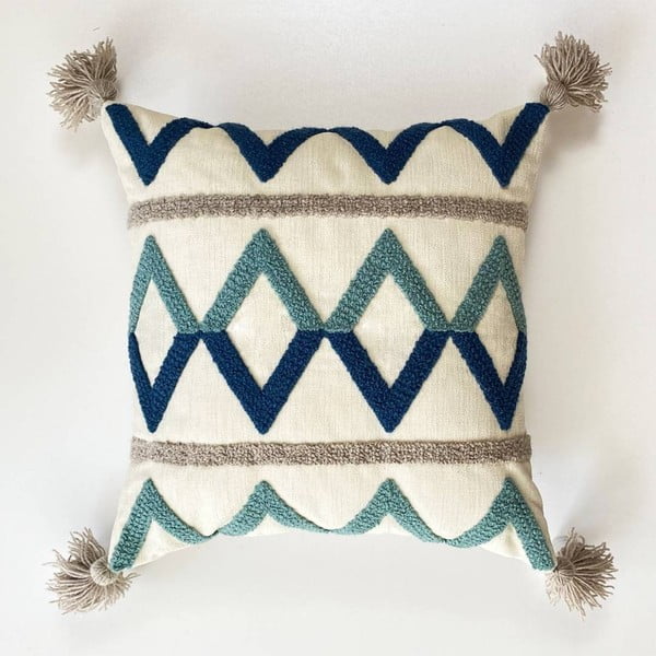 Obliečka na vankúš s prímesou ľanu Joynodes Bethany Tassel, 43 x 43 cm