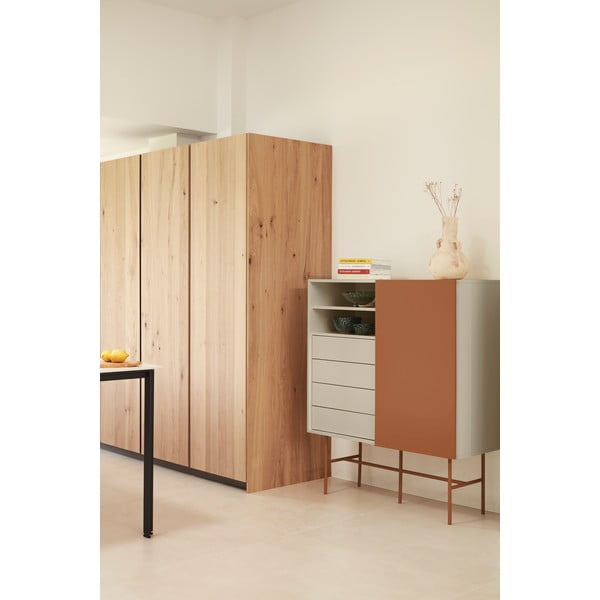 Vysoká komoda s posuvnými dverami v béžovo-tehlovej farbe 120x140 cm Nube – Teulat-image-1