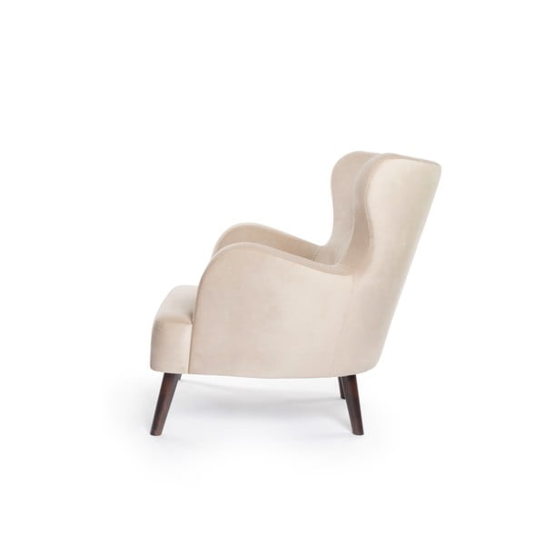 Béžové zamatové kreslo ušiak Noemye – Bonami Selection-image-3