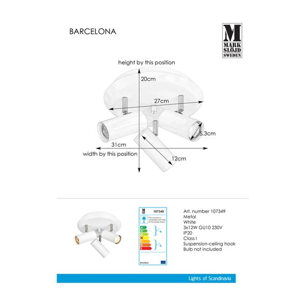 Biele nástenné svietidlo Markslöjd Barcelona Tres-image-2