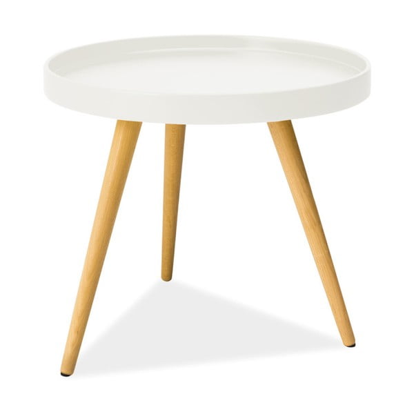 Biely odkladací stolík s nohami z kaučukového dreva Signal Toni, ⌀ 50 cm