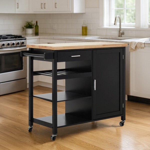 Servírovací stolík na kolieskach z kaučukového dreva 48x105 cm Frankfurt – Premier Housewares-image-1