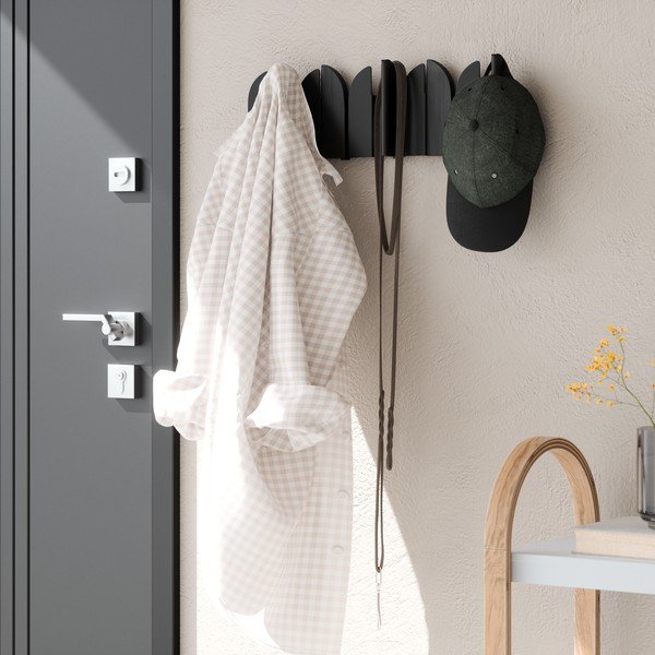 Matne čierny oceľový nástenný vešiak 43 cm Saloon – Umbra-image-3