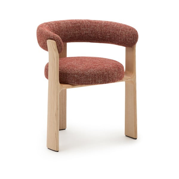 Jedálenské kreslo s podrúčkami z jaseňového dreva v prírodnej farbe/terakotové Granite – Kave Home