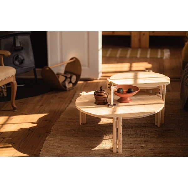 Okrúhly konferenčný stolík z borovicového dreva v prírodnej farbe ø 80 cm Sticks – Karup Design-image-4