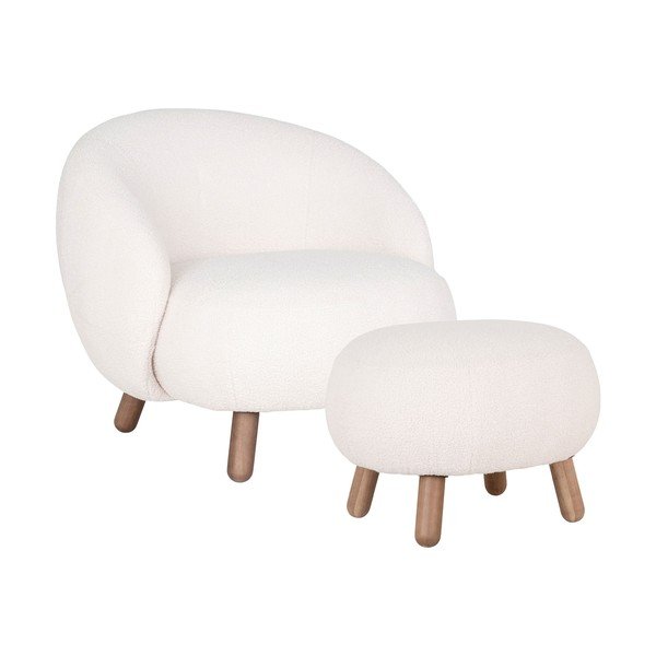 Krémovobiele kreslo s podnožkou Savona – House Nordic