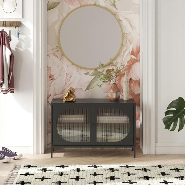 Čierna kovová vitrína 100x64x40 cm Luna – Støraa-image-1