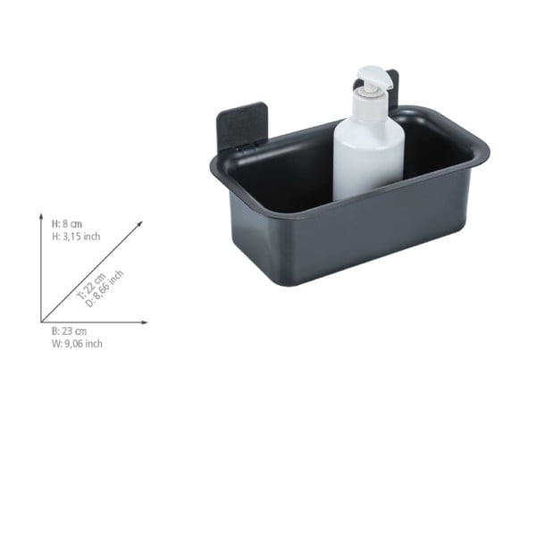 Čierna plastová kúpeľňová polička bez vŕtania Parma – Allstar-image-4